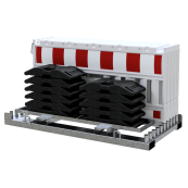 SET | with 10 panel fences | and 11 base plates | on storage and transport traverse | ohne Lampenadapter | with red/white foil, type RA2/C | type of barrier NOX white